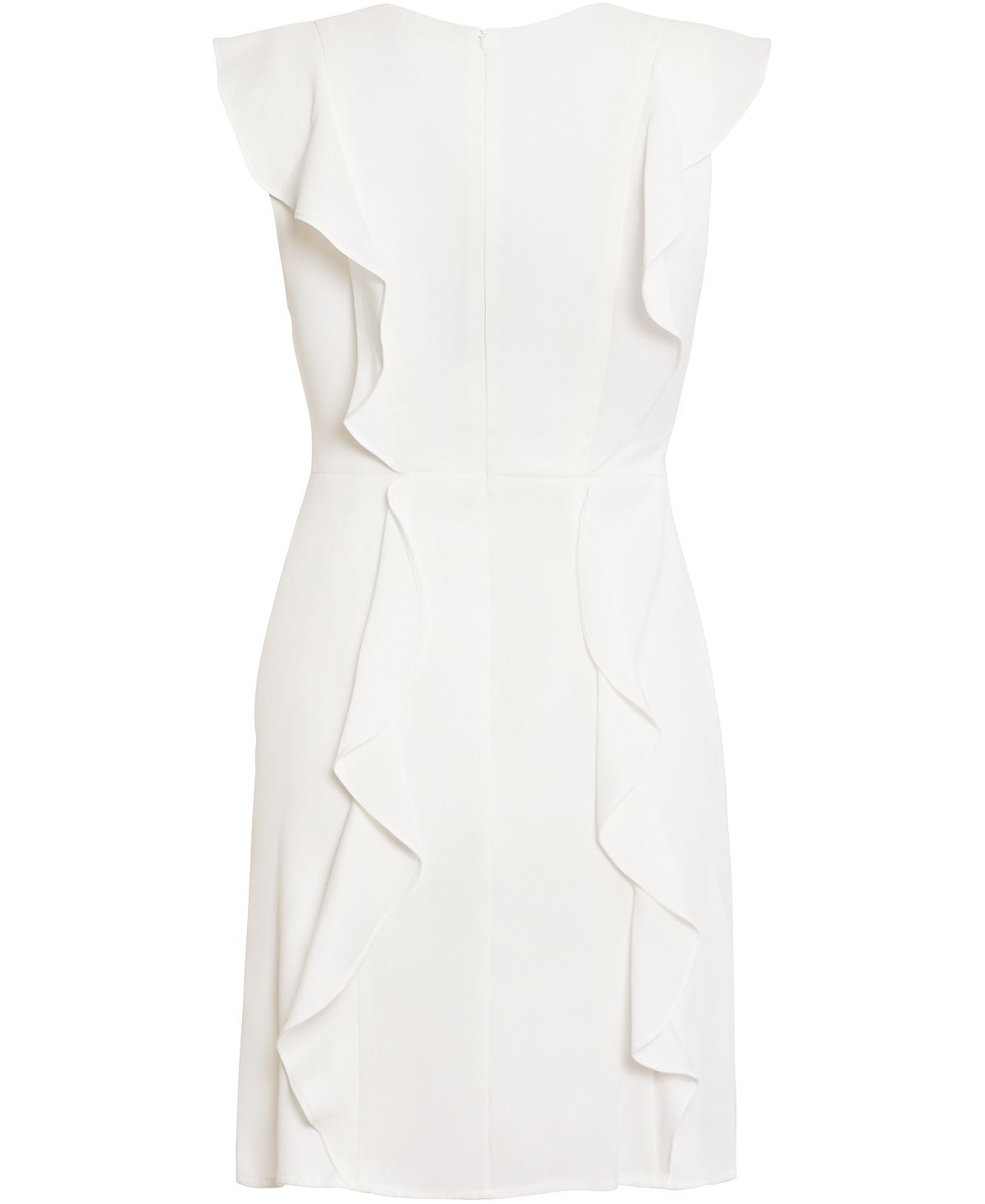 BCBGMAXAZRIA Women's Max Azria Ruffled Sleeveless V Neck Mini Dress White Size 4
