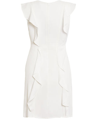 BCBGMAXAZRIA Women's Max Azria Ruffled Sleeveless V Neck Mini Dress White Size 4