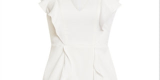 BCBGMAXAZRIA Women's Max Azria Ruffled Sleeveless V Neck Mini Dress White Size 4