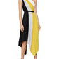 BCBGMAXAZRIA Women's Colorblock Pleated Maxi Dress Black Size 12