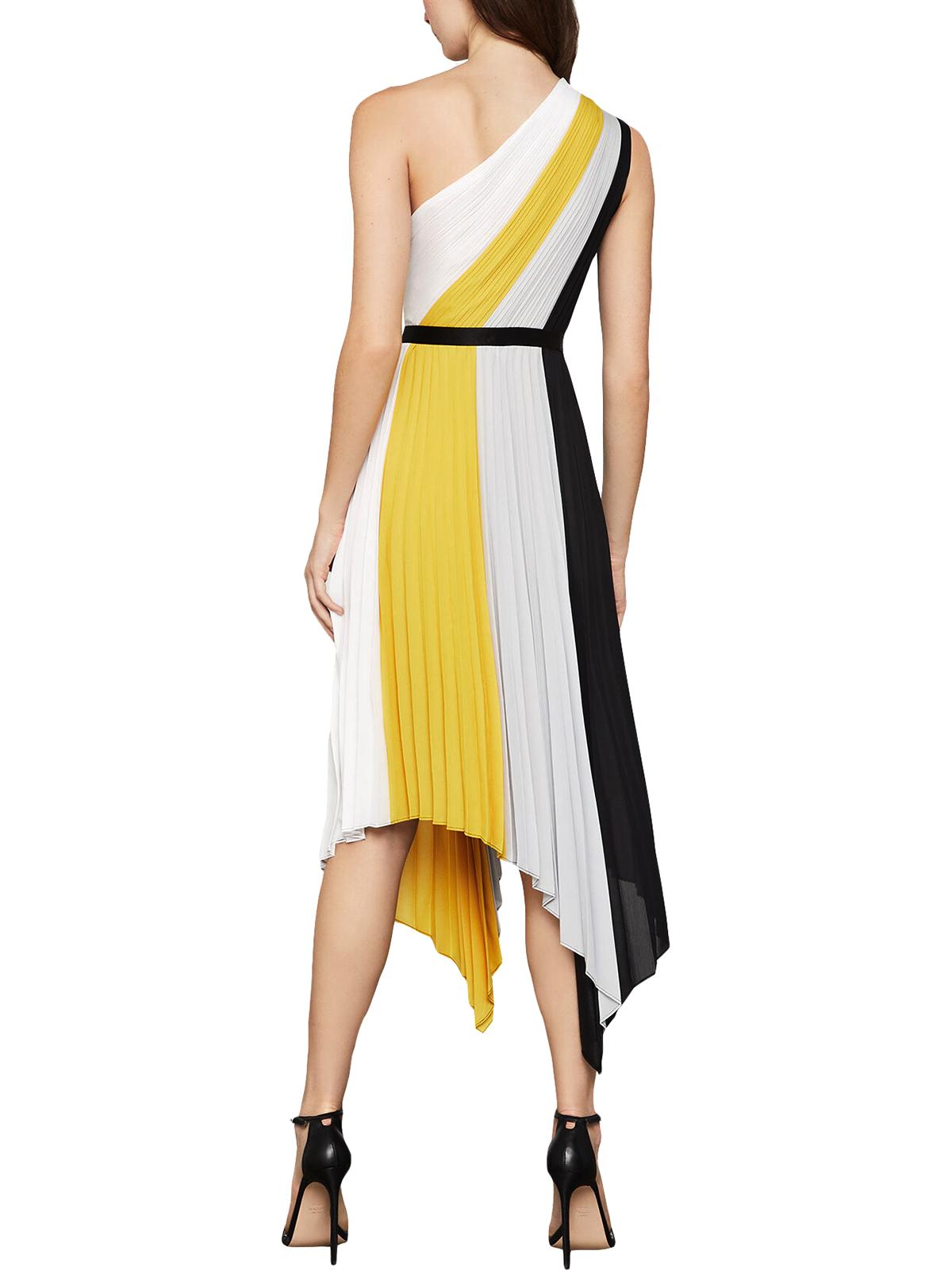 BCBGMAXAZRIA Women's Colorblock Pleated Maxi Dress Black Size 12