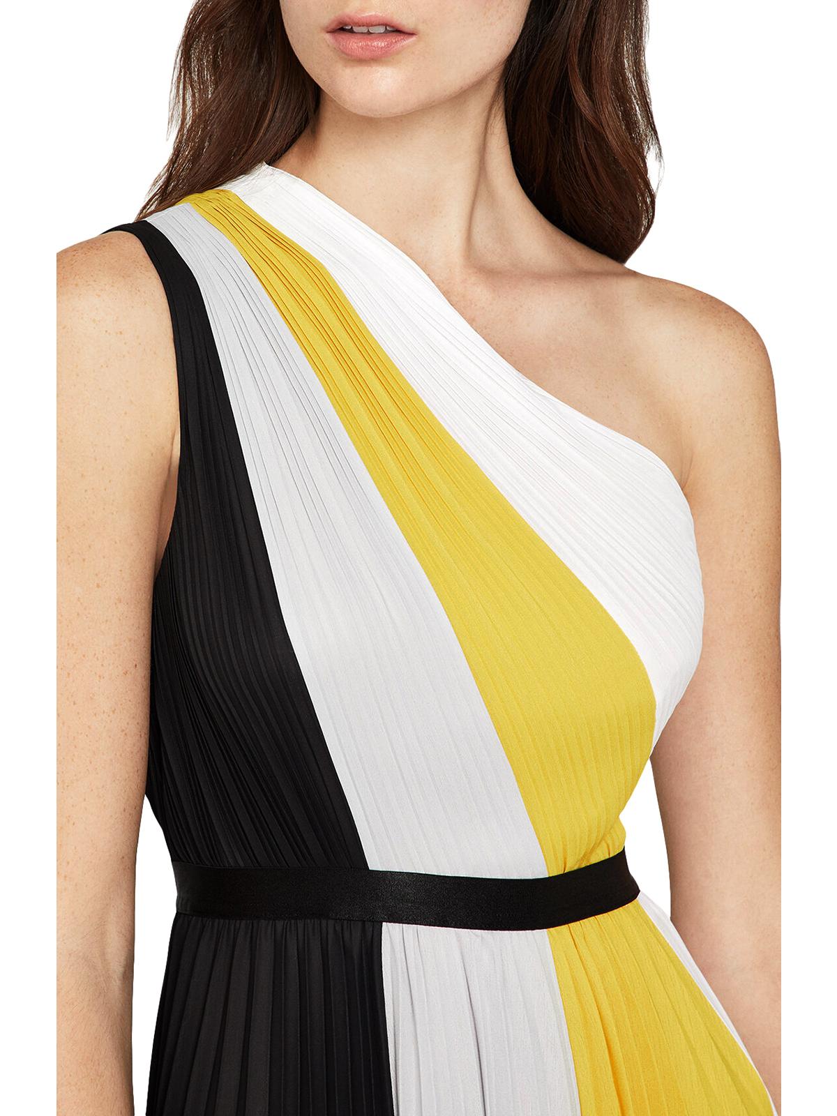 BCBGMAXAZRIA Women's Colorblock Pleated Maxi Dress Black Size 12