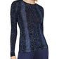 BCBGMAXAZRIA Women's Snake Print Crew Neck Top Blue Size Small