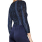 BCBGMAXAZRIA Women's Snake Print Crew Neck Top Blue Size Small