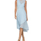 BCBGMAXAZRIA Women's Draped Chiffon MIDI Dress Blue Size 8