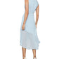 BCBGMAXAZRIA Women's Draped Chiffon MIDI Dress Blue Size 8