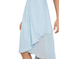 BCBGMAXAZRIA Women's Draped Chiffon MIDI Dress Blue Size 8