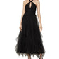 BCBGMAXAZRIA Women's Tulle Halter-Neck Dress Black Size 12