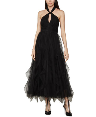 BCBGMAXAZRIA Women's Tulle Halter-Neck Dress Black Size 12