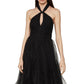 BCBGMAXAZRIA Women's Tulle Halter-Neck Dress Black Size 12