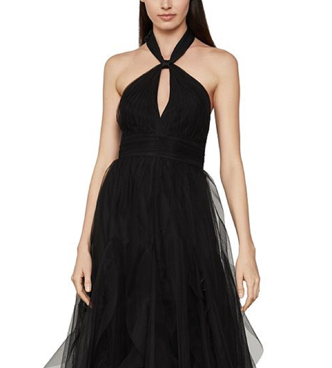 BCBGMAXAZRIA Women's Tulle Halter-Neck Dress Black Size 12