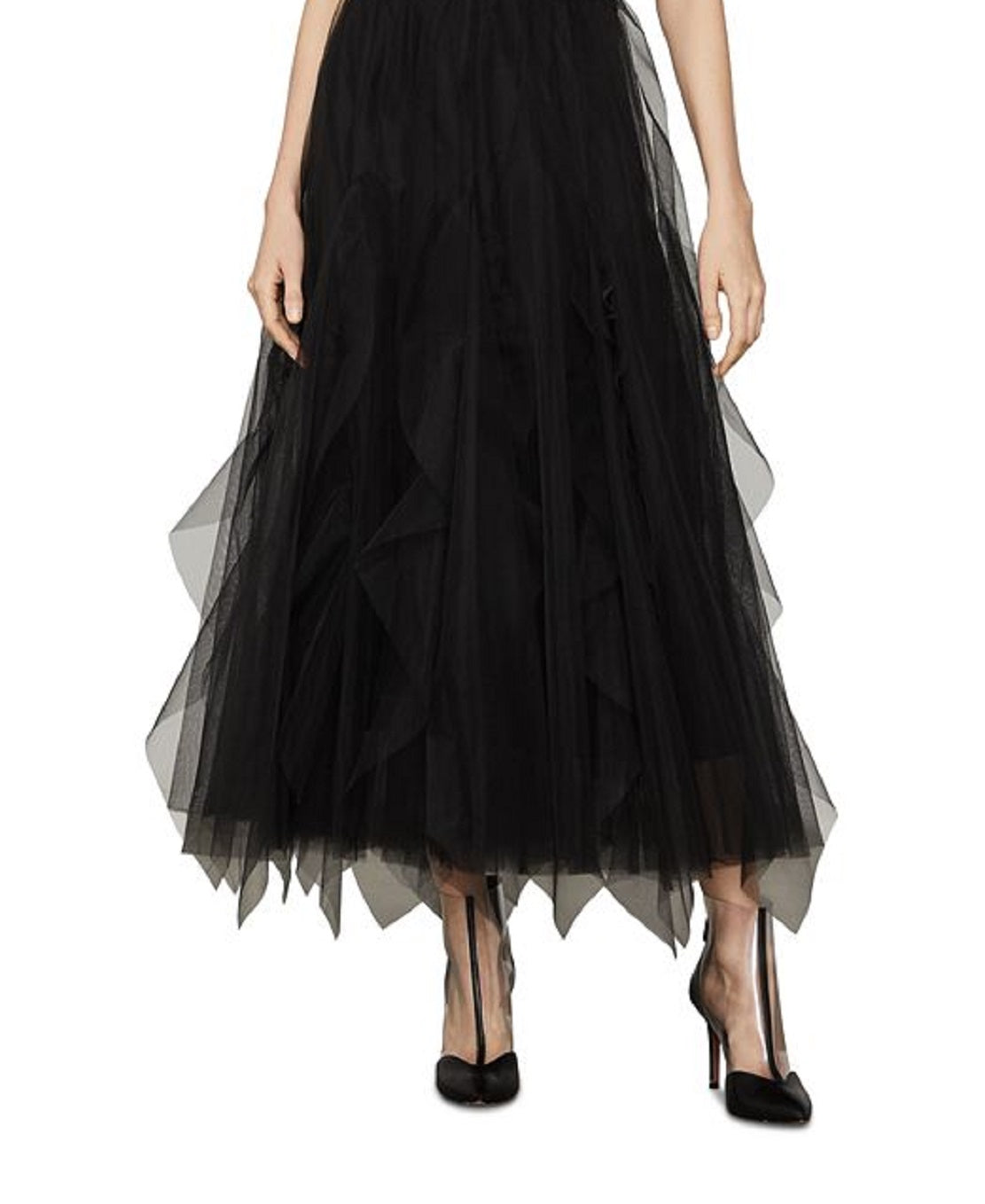 BCBGMAXAZRIA Women's Tulle Halter-Neck Dress Black Size 12