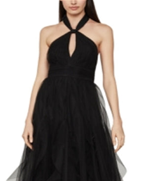 BCBGMAXAZRIA Women's EVE Tulle Halter Evening Dress Black Size 2