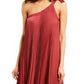 BCBGMAXAZRIA Women's Pleated One Shoulder Evening Dress Red Size X-Small