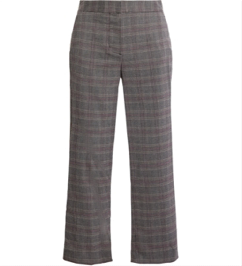 BCBGMAXAZRIA Women's Plaid Print Cropped Pants Black Size 6