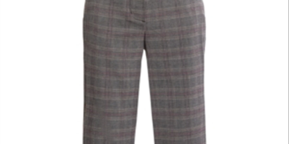 BCBGMAXAZRIA Women's Plaid Print Cropped Pants Black Size 6