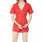 BCBGeneration Women's Button Front Romper Red Size Medium