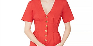 BCBGeneration Women's Button Front Romper Red Size Medium