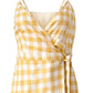 BCBGeneration Women's Gingham Wrap Dress Yellow Size Medium