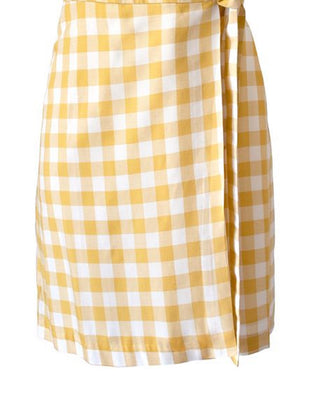 BCBGeneration Women's Gingham Wrap Dress Yellow Size Medium