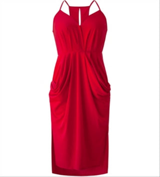 BCBGeneration Women's Faux Wrap MIDI Dress Red Size Medium