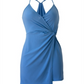 BCBGeneration Women's Sleeveless Twist Front Surplice Dress Blue Size Small