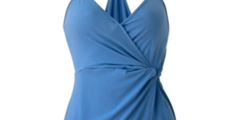 BCBGeneration Women's Sleeveless Twist Front Surplice Dress Blue Size Small