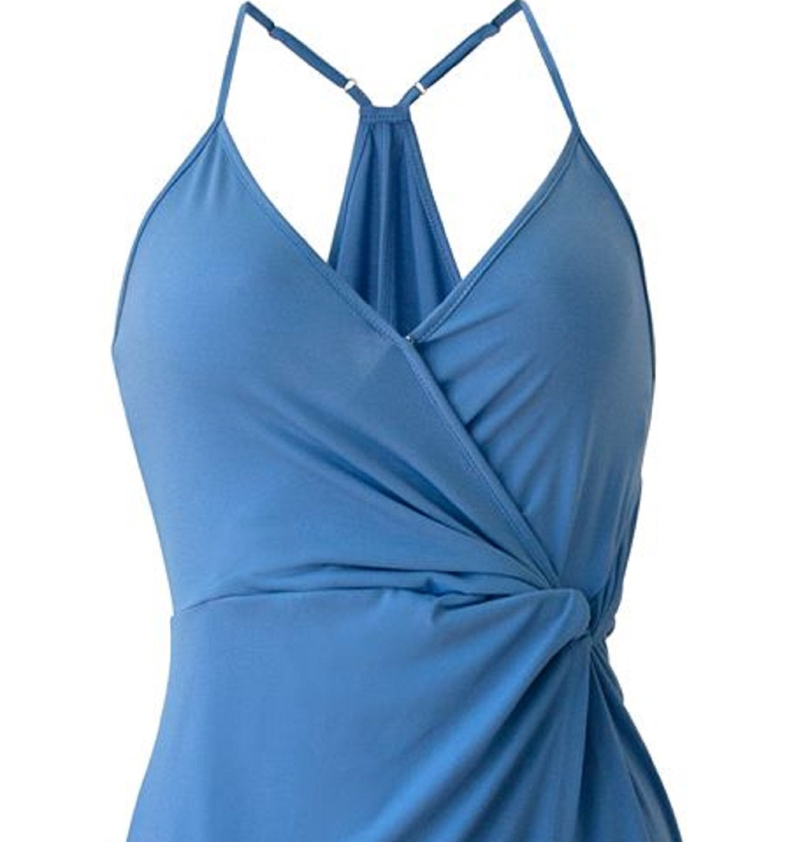 BCBGeneration Women's Sleeveless Twist Front Surplice Dress Blue Size X-Small