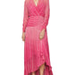BCBGMAXAZRIA Women's Sunburst High Low Chiffon Dress Pink Size 6
