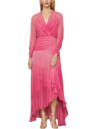 BCBGMAXAZRIA Women's Sunburst High Low Chiffon Dress Pink Size 6