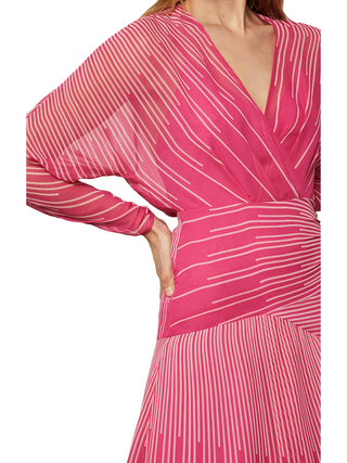 BCBGMAXAZRIA Women's Sunburst High Low Chiffon Dress Pink Size 6