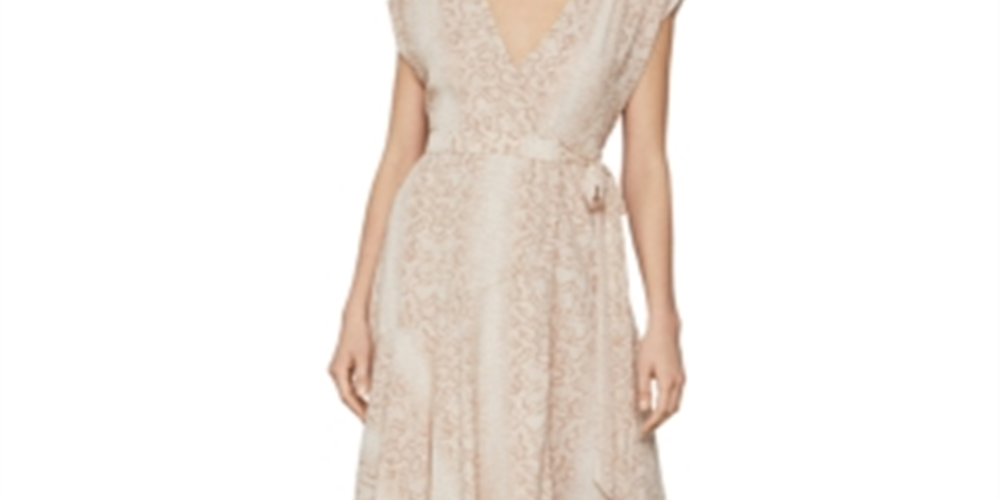 BCBGMAXAZRI Women's Snake Embossed Wrap Dress Pink Size Large