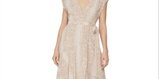 BCBGMAXAZRI Women's Snake Embossed Wrap Dress Pink Size Large