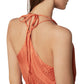 BCBGMAXAZRIA Women's Satin Handkerchief Hem Midi Dress Orange Size Small