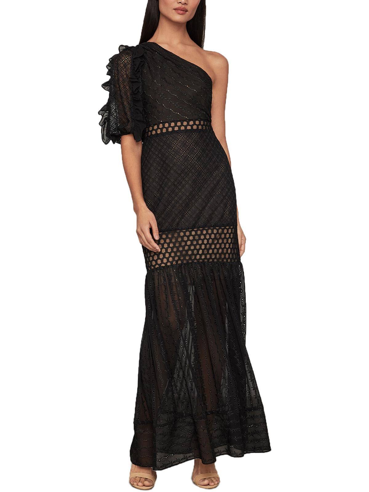 BCBGMAXAZRIA Women's One Shoulder Empire Evening Dress Black Size 8