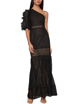 BCBGMAXAZRIA Women's One Shoulder Empire Evening Dress Black Size 8