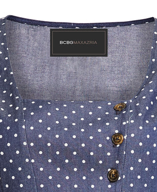 BCBGMAXAZRIA Women's Puff Sleeve Fit & Flare Mini Dress Blue Size X-Small