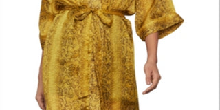 BCBGMAXAZRIA Women's Snake Print Wrap Kimono Yellow Size X-Small