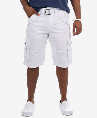 X-ray Men's Belted Double Pocket Cargo Shorts White Size 38