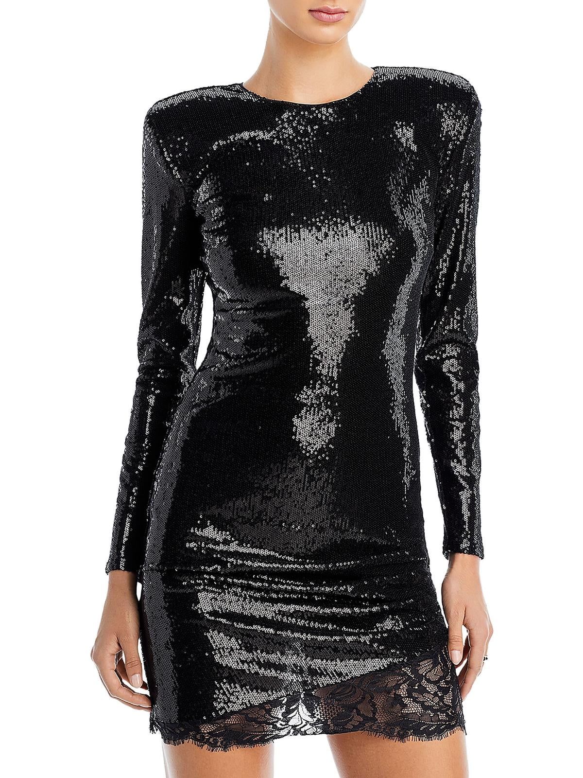 L’Agence Womens Sequined Short Mini Dress Black