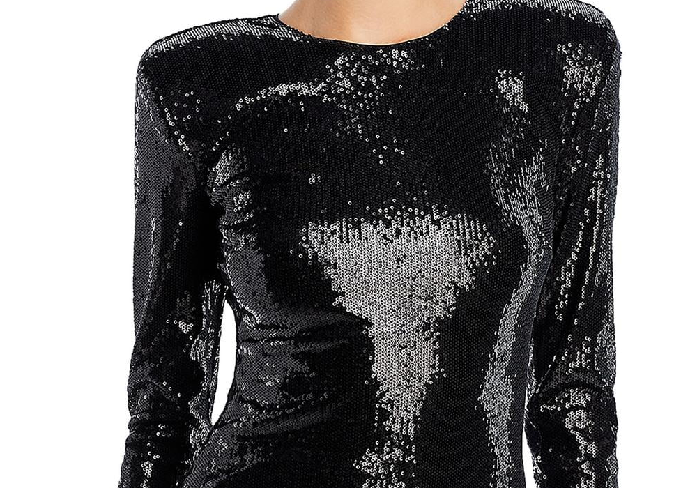 L’Agence Womens Sequined Short Mini Dress Black