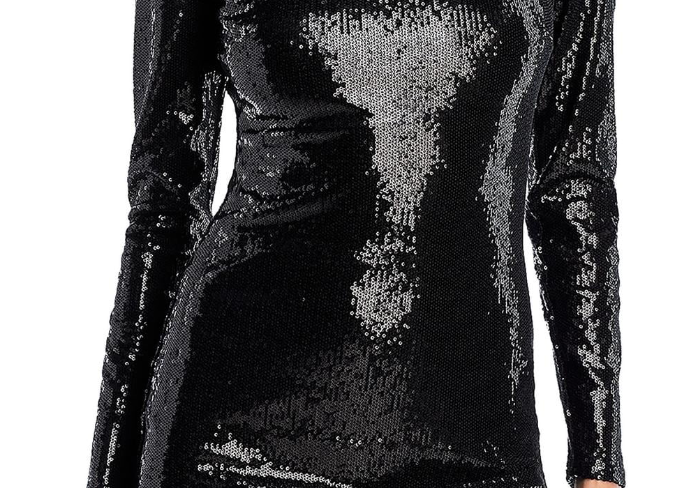 L’Agence Womens Sequined Short Mini Dress Black