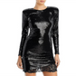 L’Agence Womens Sequined Short Mini Dress Black