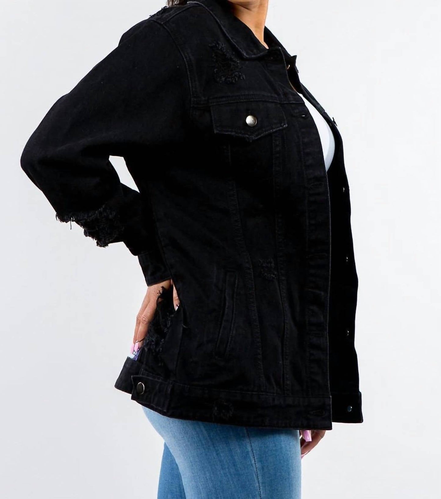 American Bazi - Distressed Denim Button-up Jacket