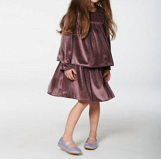 Deux Par Deux - Pleated Metallic Dress with Frills