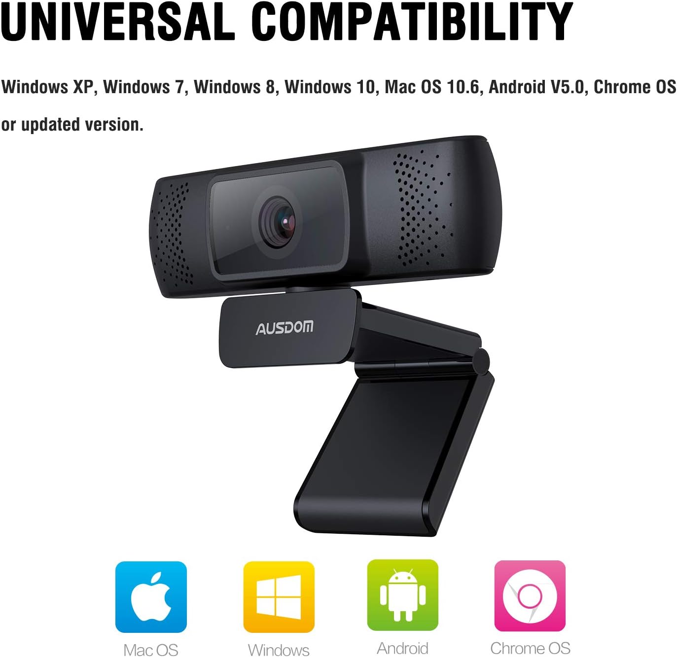 AUSDOM A340 HD 1080p/30fps Video Calling, Autofocus Web Camera with Microphone