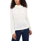 Planet Gold Womens Juniors Crochet Cowl Neck Sweater White S