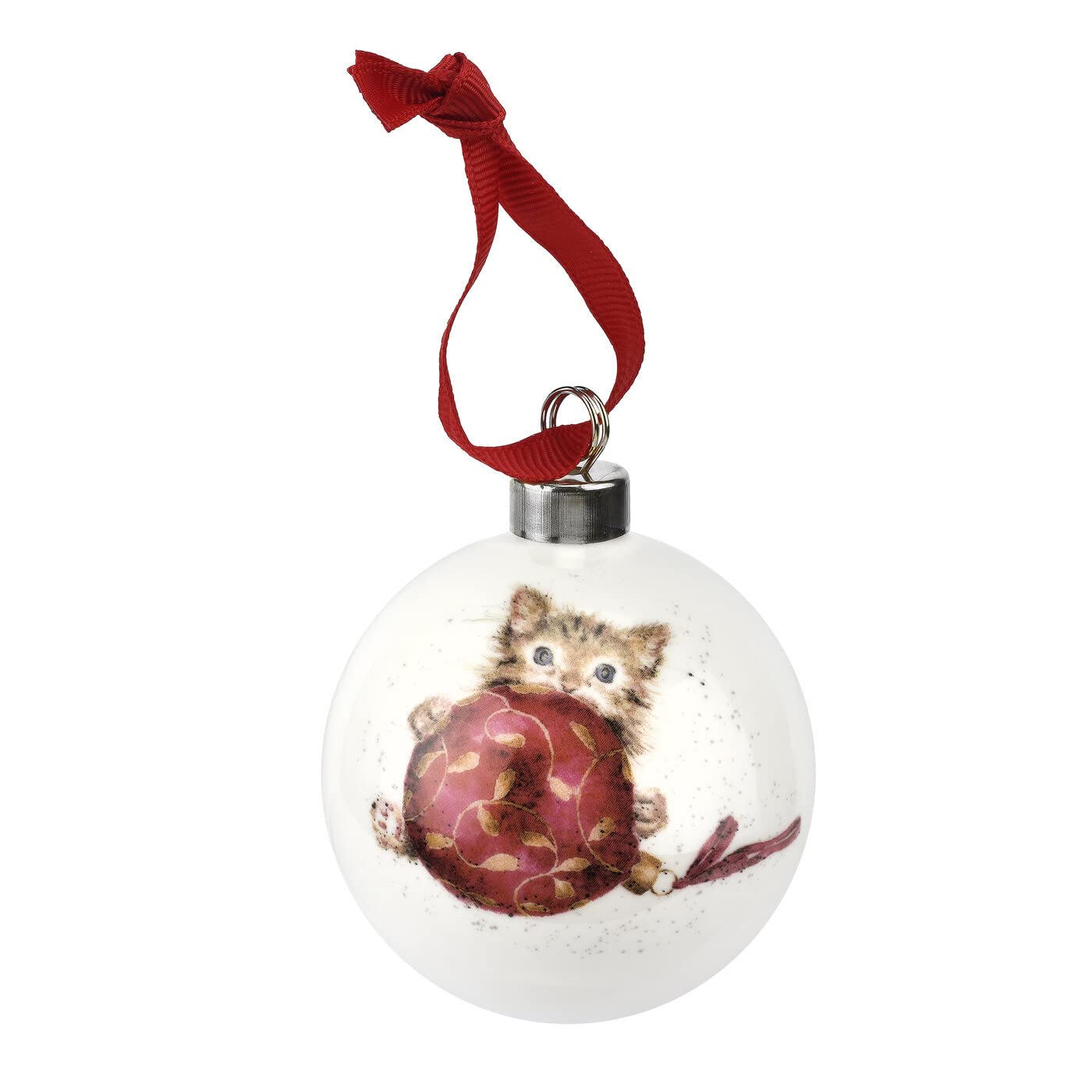 Royal Worcester Christmas Tree Ornament - Purrfect Bauble with Kitten Motif, Fine Bone China Festive Holiday Decorations, Hand-Painted Whimsical Animal Theme for Seasonal Home Decor