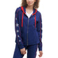 Tommy Hilfiger Sport Womens Star Printed Zip Front Hoodie Navy S