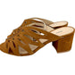 Schutz - Women's Suede Leather Open Toe Mules Laser Cut Sandals